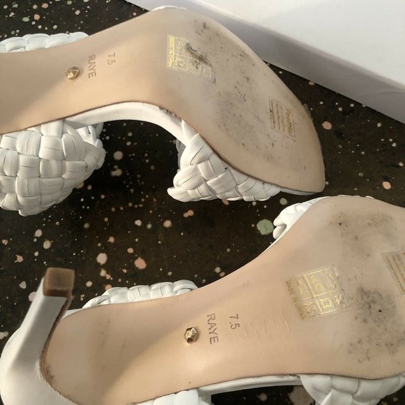 RAYE Jordan Heels White Woven Leather Square Toe Revolve 7.5 $228 - Picture 8 of 8